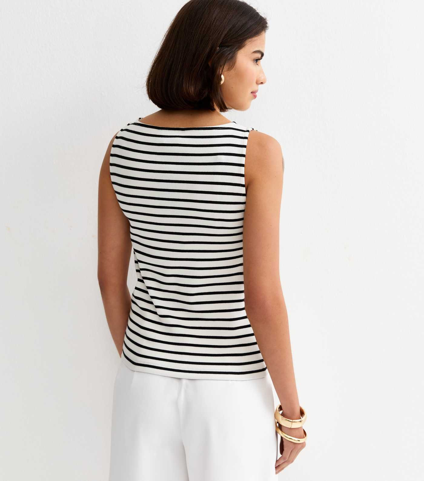 Black Striped Button Through Tank Top | New Look | New Look (UK)