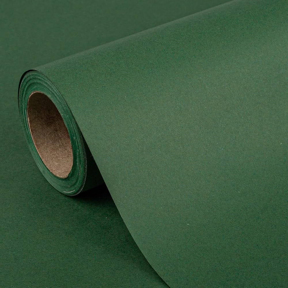 Flyhill Dark Green Kraft Paper Roll-Mini Roll-17in x 32.8FT(46.8sqft)-Recyclable Christmas Gift W... | Amazon (US)