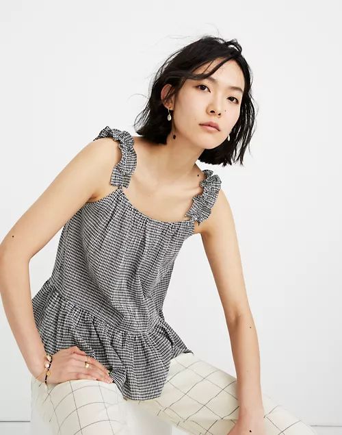 Ruffle-Strap Cami Top in Gingham | Madewell