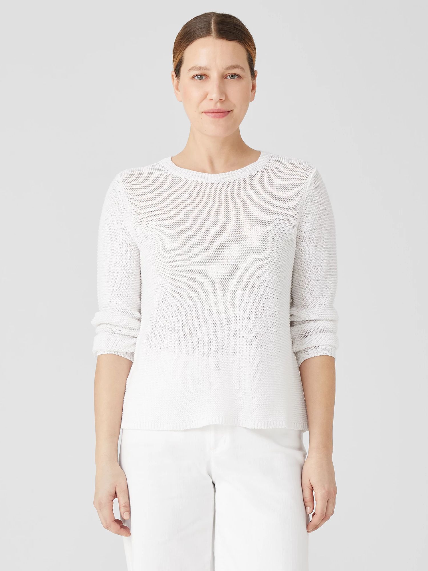 Organic Linen Cotton Crew Neck Top | Eileen Fisher