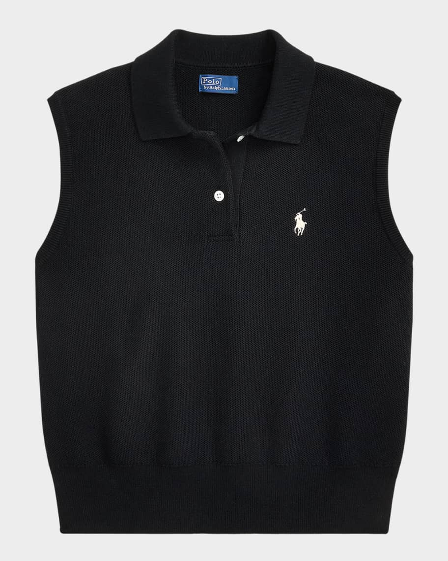 Polo Ralph Lauren Cotton Cropped Sleeveless Polo Sweater | Neiman Marcus