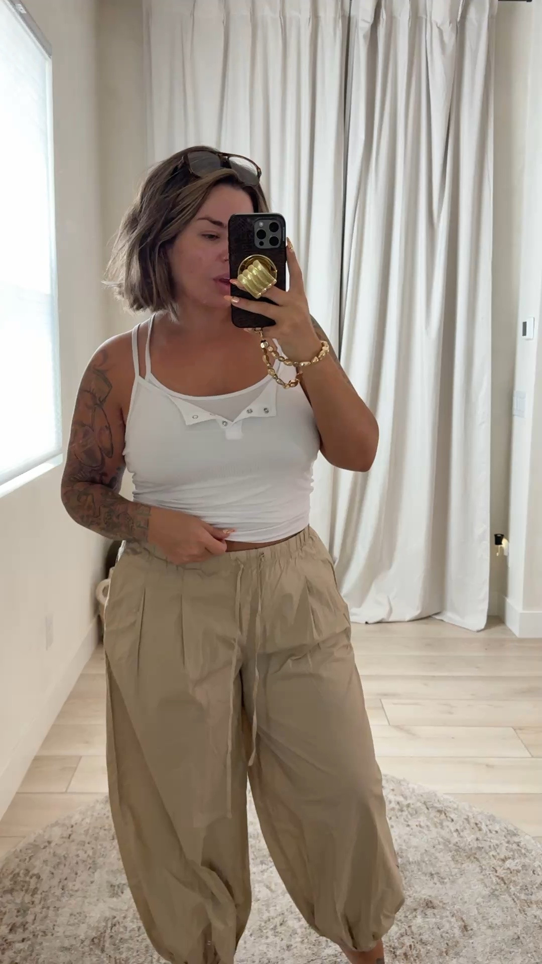 Top L I would size down to M 
Pants size down these are a M
