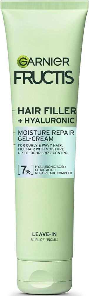 Garnier Fructis Hair Filler Moisture Repair Gel-Cream, Hair Gel for Curly, Wavy Hair with Hyaluro... | Amazon (US)