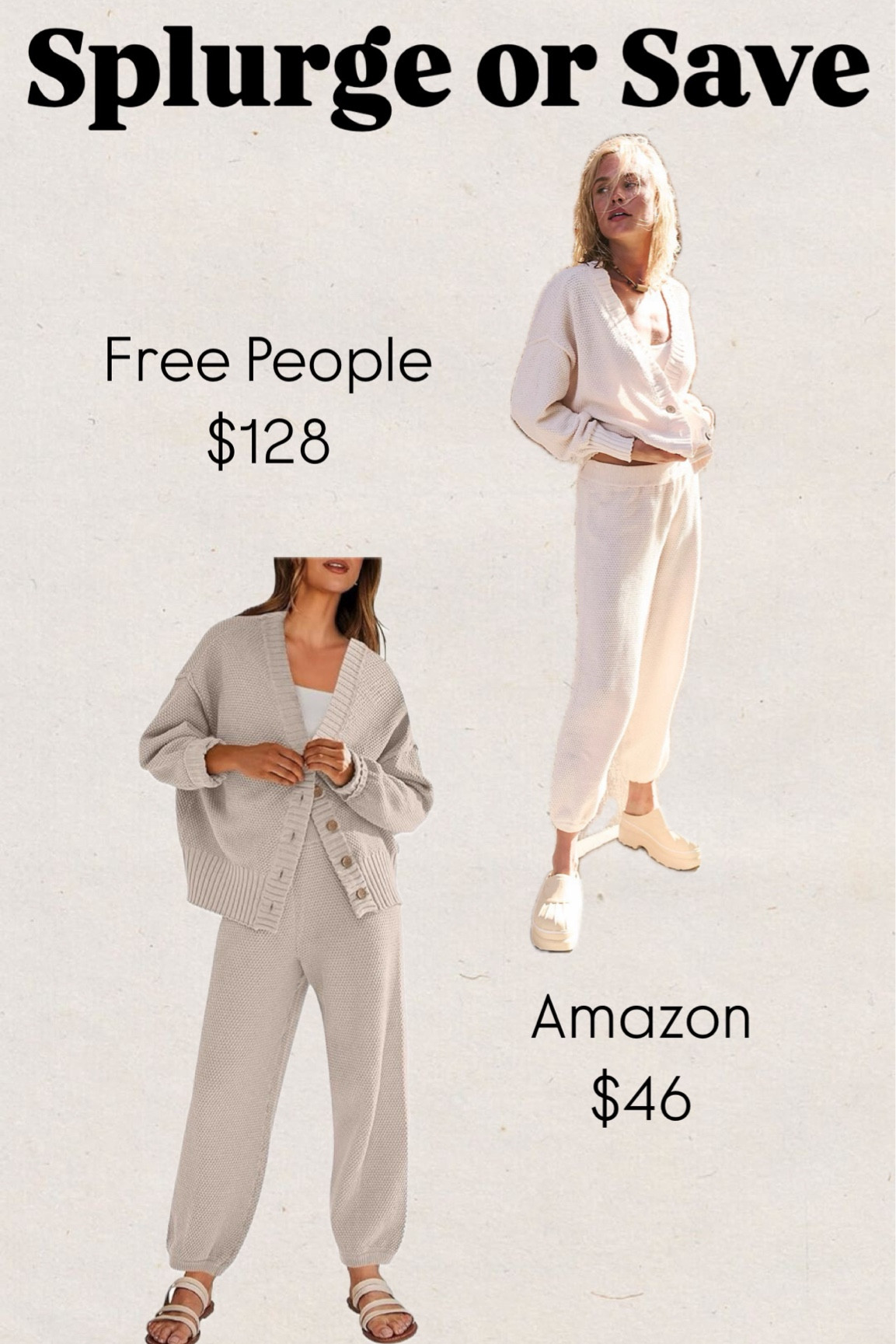 Matching set
Free people set
Sweater set
Joggers
Loungewear
Splurge or save
Look for less
Amazon 
Gifts for her
Gifts under $50

#LTKGiftGuide #LTKSaleAlert #LTKFindsUnder50