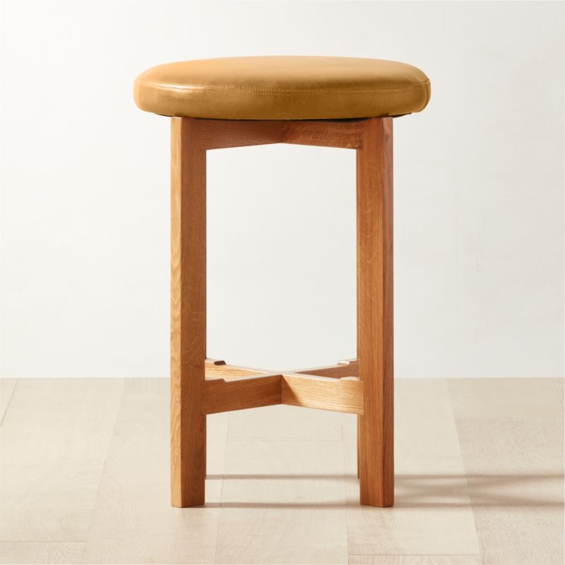 La Piedra Backless Brown Leather Counter Stool + Reviews | CB2 | CB2