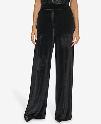 Calvin Klein Women's Wide-Leg Velvet Pants - Macy's | Macy's