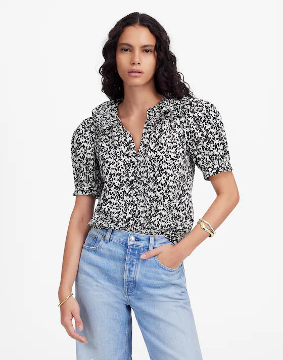 Ruffled Button-Front Top in Floral | Madewell | Madewell