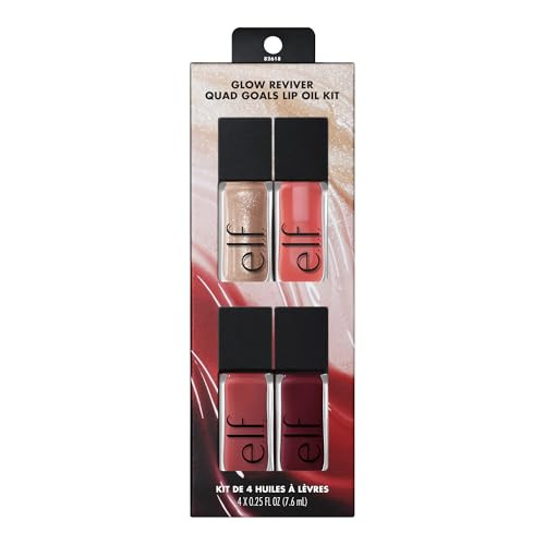 e.l.f. Glow Reviver Quad Goals Lip Oil Kit, Lip Gloss For A High-Gloss Finish & Sheer Wash Of Col... | Amazon (US)