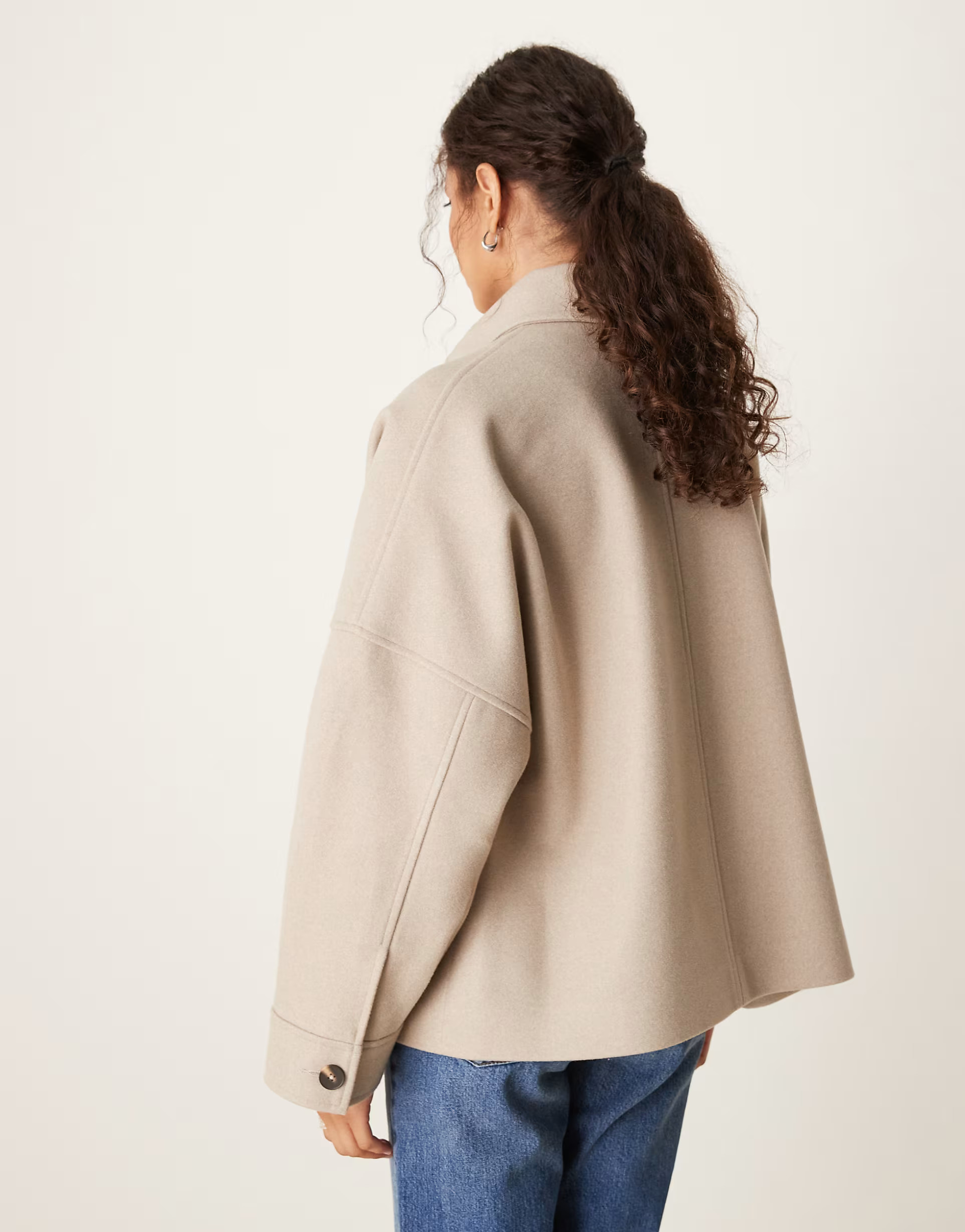 ASOS DESIGN slouchy formal harrington jacket in oatmeal | ASOS (Global)