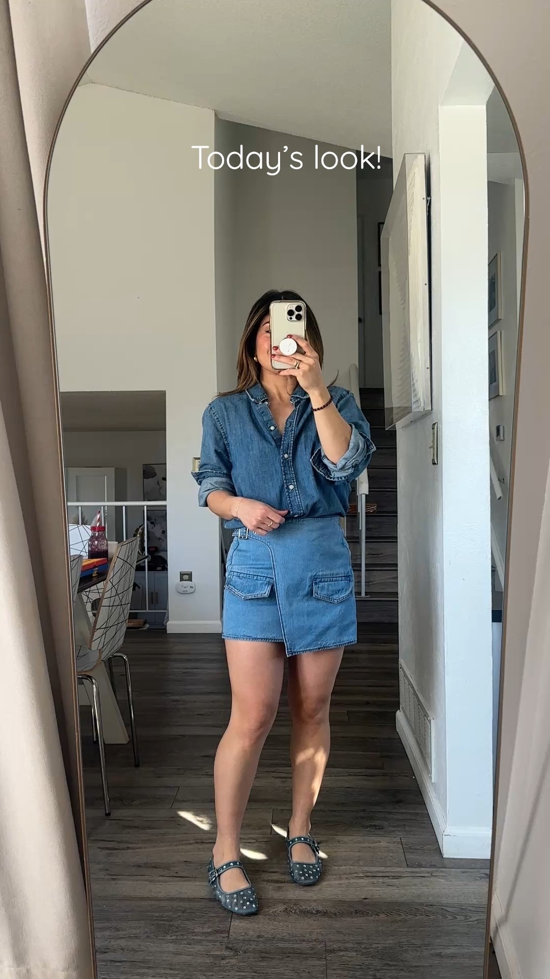 Loving these flats so much! I specially love how they look with denim outfits. 
Linked similar denim tops.
Skirt size xs. Use code CAROLINA25 for 25% off! 
Shoes run tts, order your regular size. 

#LTKFindsUnder100 #LTKStyleTip #LTKSeasonal