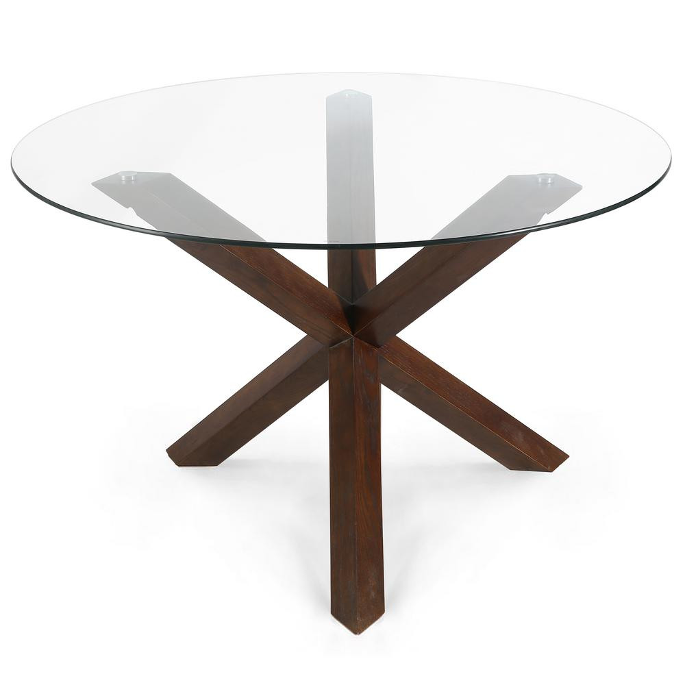 Poly and Bark 48 in. Kennedy Walnut Round Dining Table, Brown | The Home Depot