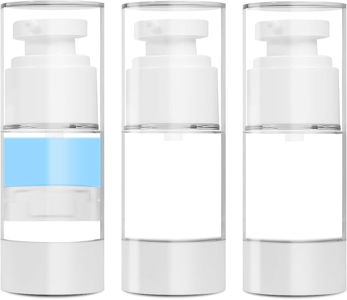 0.5 OZ/15ML Airless Pump Bottles, 3 Pack Lotion Dispenser Travel Size Pump Bottles, Vacuum Cosmet... | Amazon (US)