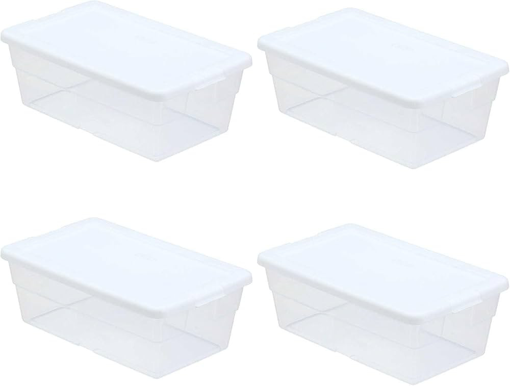 Sterilite Storage Box 13.5" X 8.3" X 4.8", 6 Qt. Clear - Pack of 4 | Amazon (US)