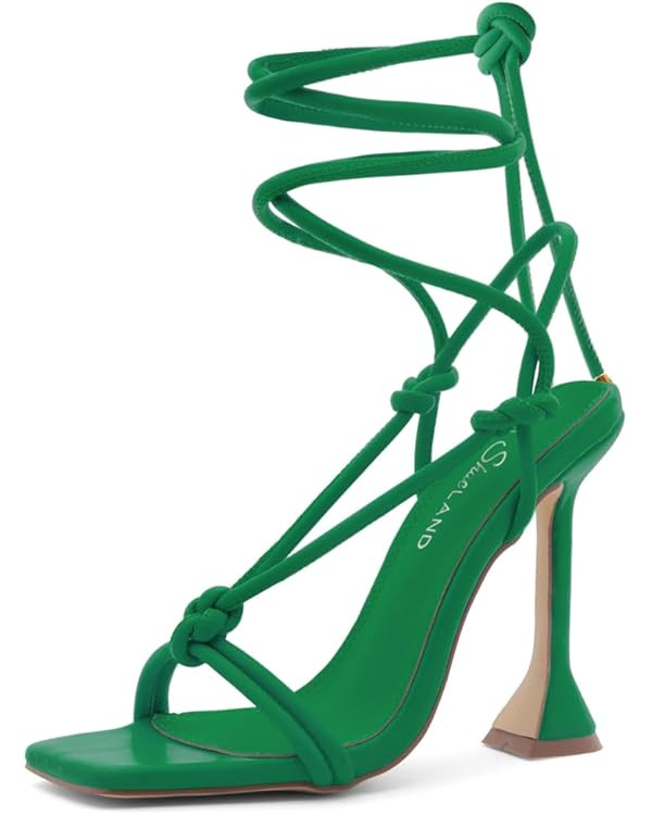 Shoe Land SL-Melody Women's Lace-Up Heels, Dressy Strappy High Heel Sandals, Square Open Toe with... | Amazon (US)