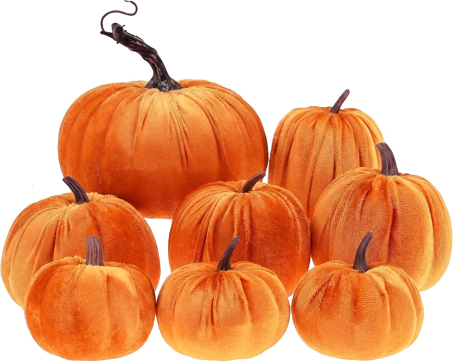 Gresorth 8 Pcs Fake Orange Velvet Pumpkins Artificial Pumpkin Decoration | Amazon (UK)