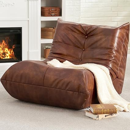 Hobestluk Bean Bag Chair Leather Togo Chair Memory Foam Living Room Adult | Medium Black,Ergonomi... | Amazon (US)