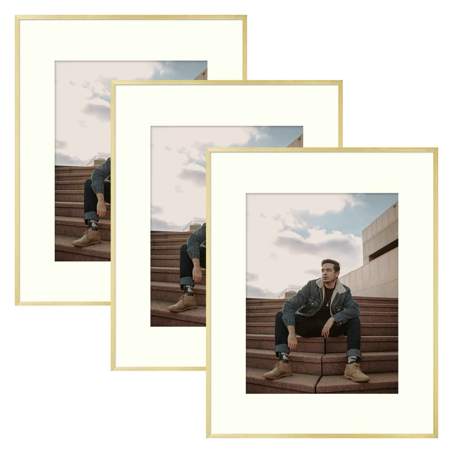 Golden State Art, 16x20 Aluminum Metal Frame with Ivory Mat for 11x14 Pictures, Includes with Saw... | Amazon (US)