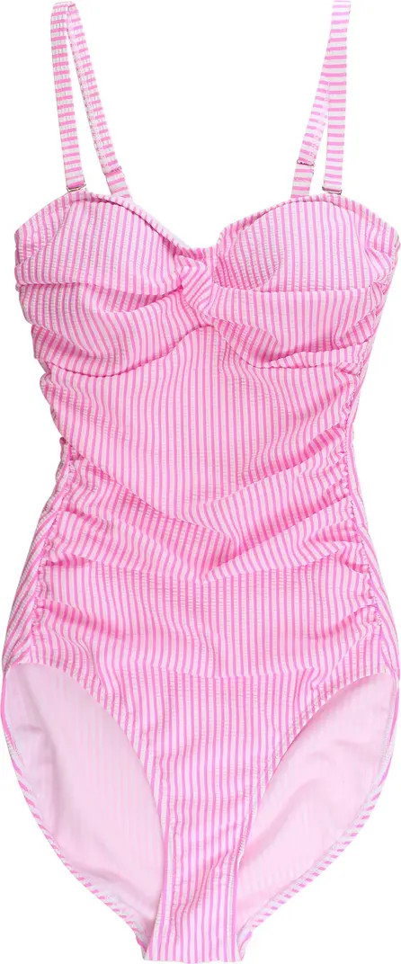 RuffleButts UPF50+ Seersucker Women's Convertible Bandeau One Piece Swimsuit | Nordstrom | Nordstrom
