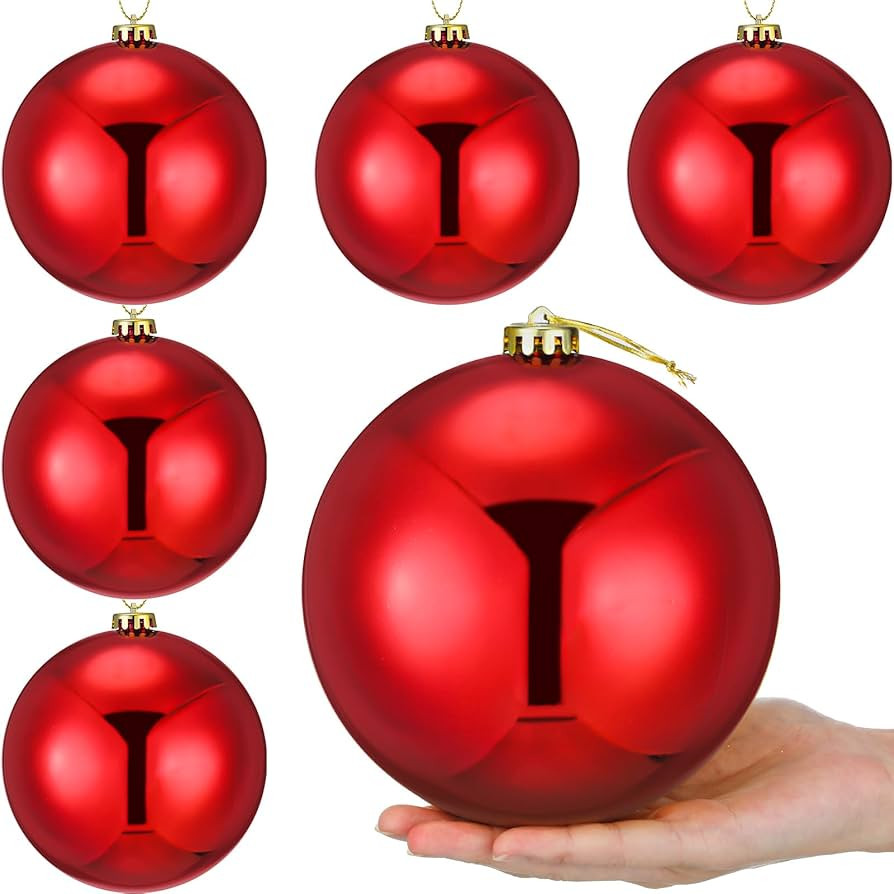 Wettarn 6 Pieces Large 6" Christmas Balls Christmas Tree Decoration Ornaments Shatterproof Balls ... | Amazon (US)