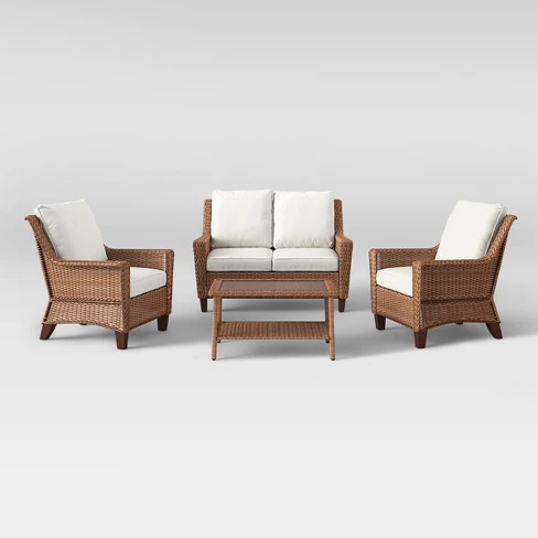 4pc All Weather Wicker Patio Conversation Set - Brown - Threshold™ | Target