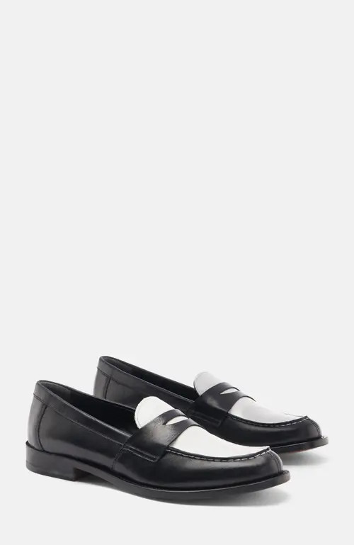SCAROSSO Harper Loafers in Black & White - Calf at Nordstrom, Size 39.5 | Nordstrom