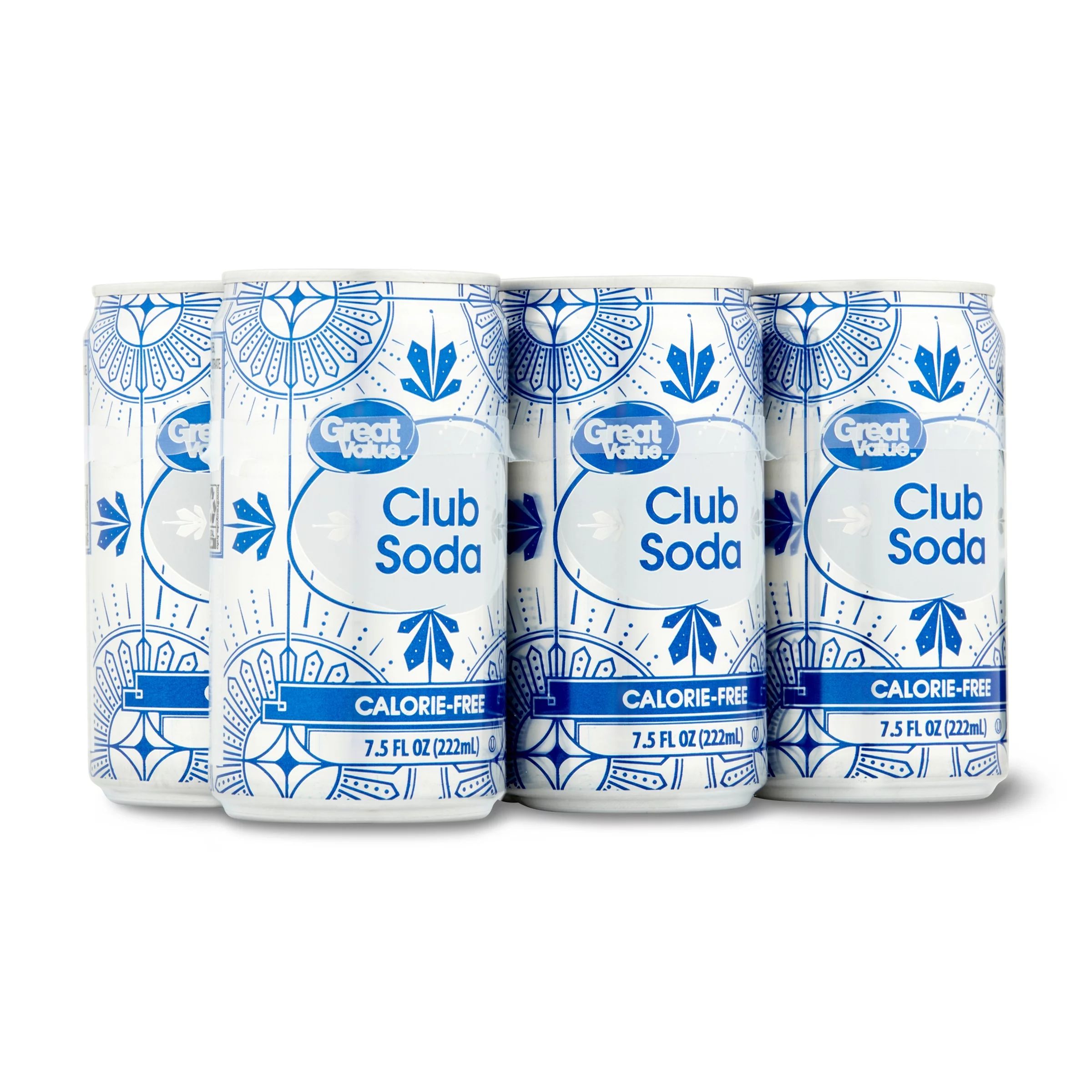 Great Value Calorie Free Club Soda Cocktail Mixer, 7.5 oz, 6 Count | Walmart (US)