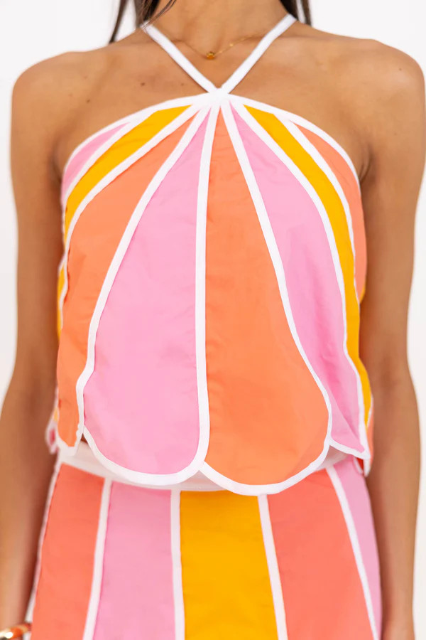 So Flirty Peach Colorblock Halter Tank | The Mint Julep Boutique