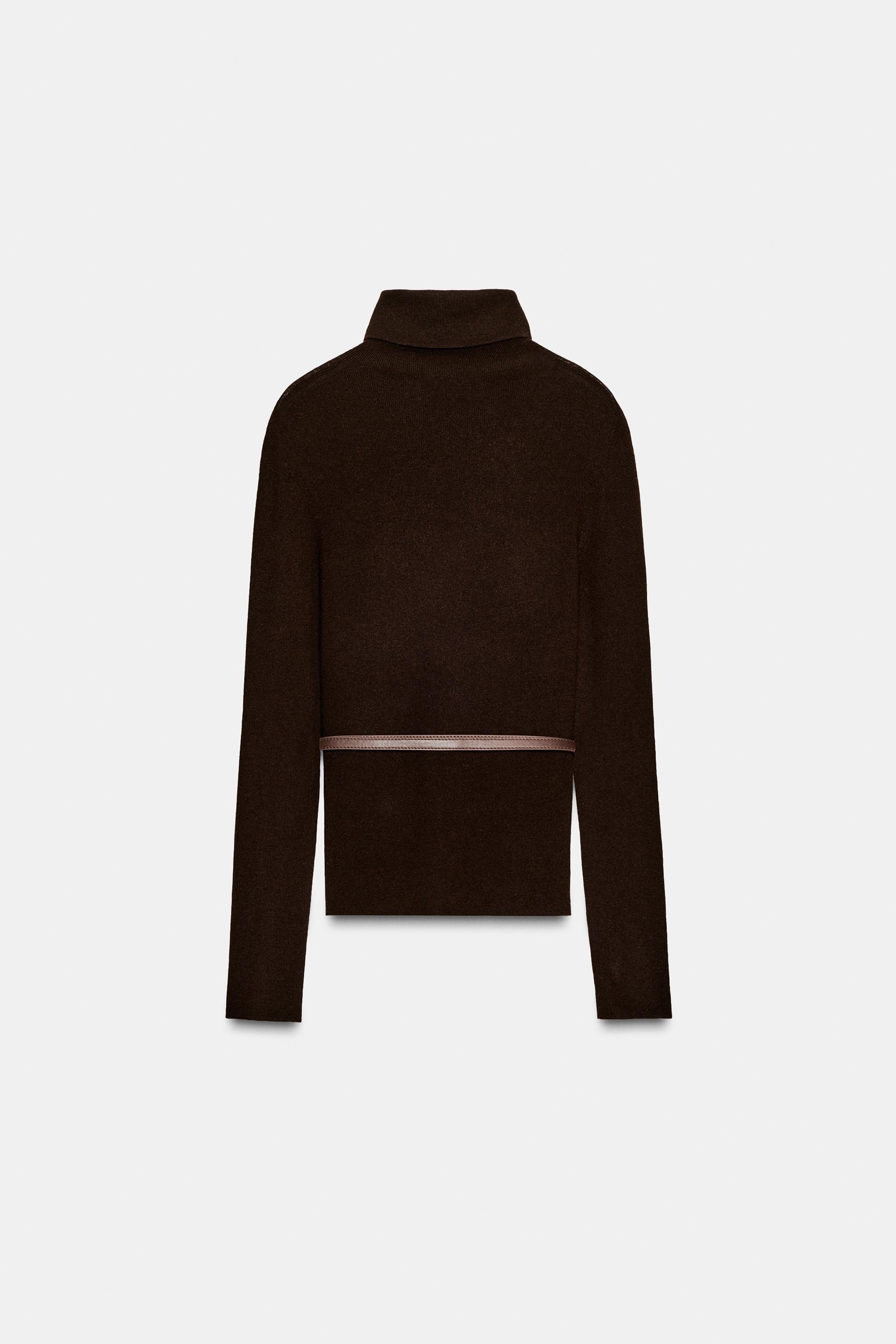 100% WOOL HIGH NECK JUMPER WITH BELT | Zara UK