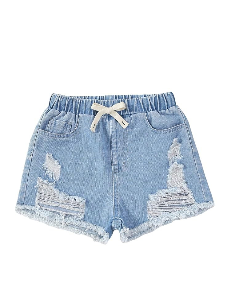 Verdusa Girl's Casual Paperbag Waist Belted Denim Shorts with Pockets | Amazon (US)