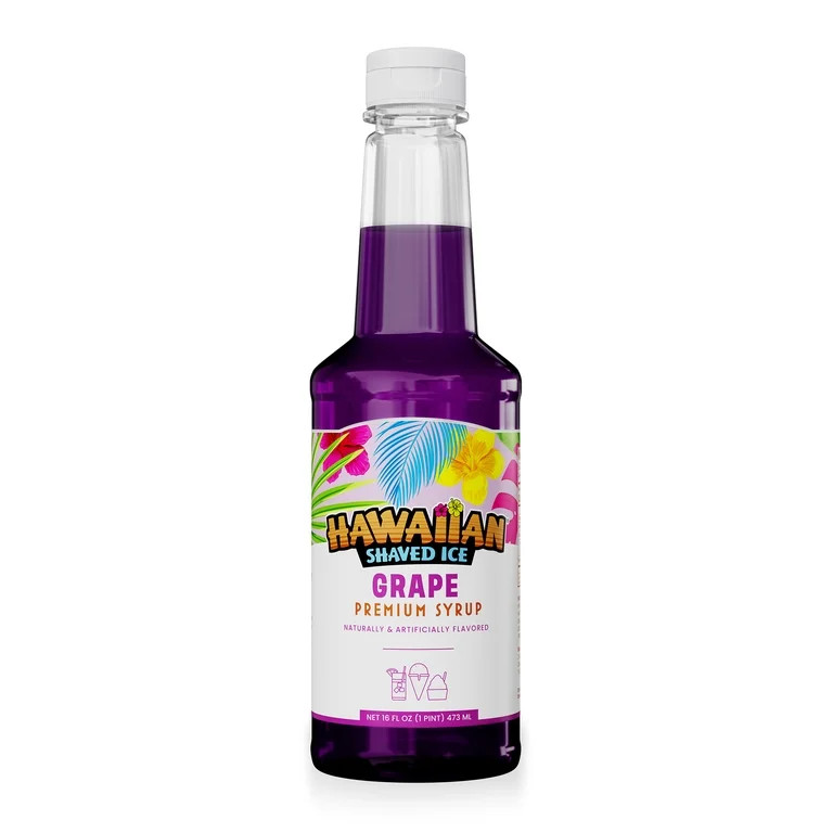 Hawaiian Shaved Ice Premium Snow Cone and Shaved Ice Grape Syrup - 16 fl oz Bottle | Walmart (US)