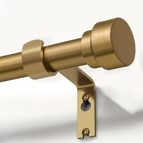 Lootkell Warm Gold Curtain Rods for Windows 28 to 48 Inches Adjustable Length Heavy Duty 1" Diameter Brass Window Curtain Rod with Solid Metal Finials for Outdoor Farmhouse Bedroom Kitchen Living Room | Amazon (US)