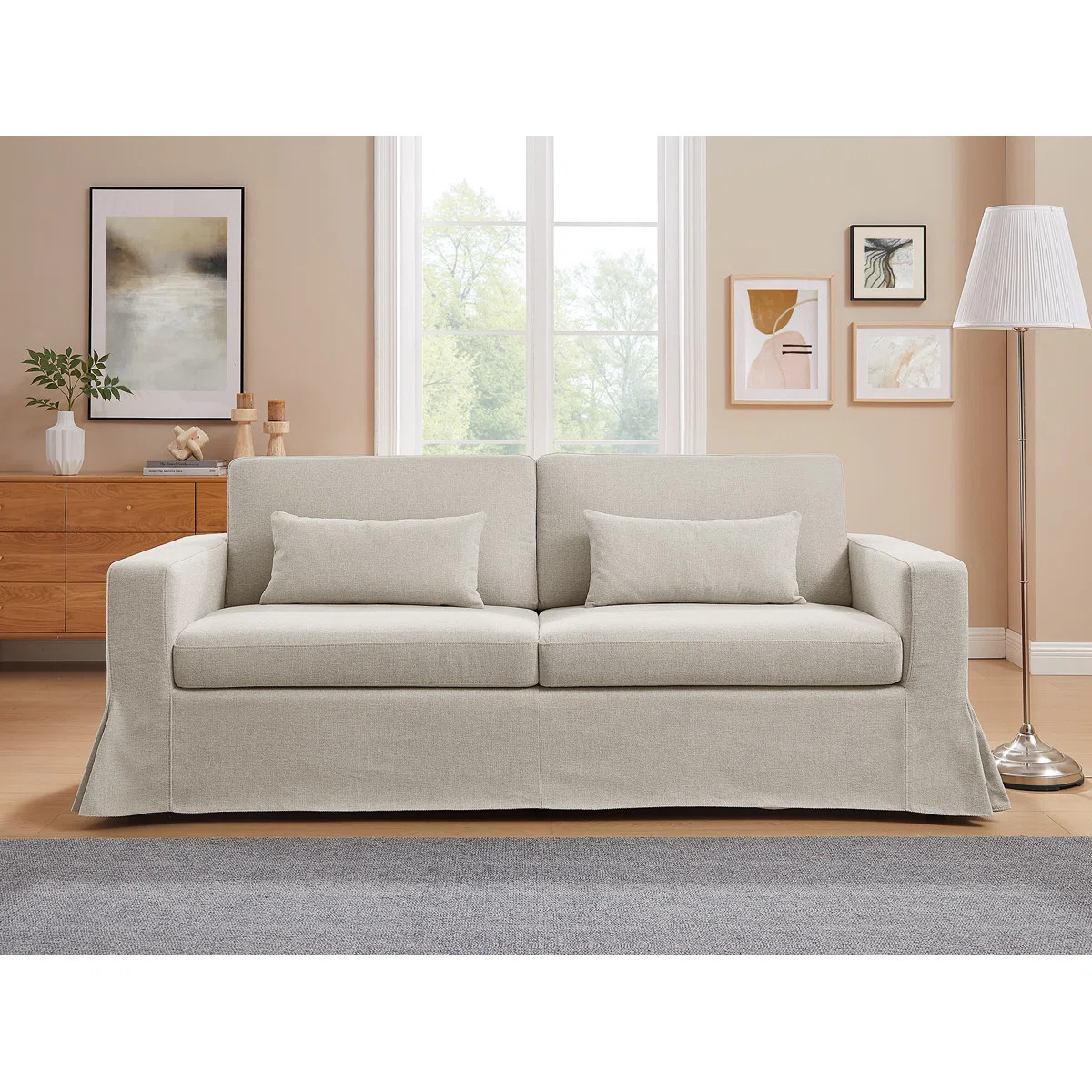 MINIMORE Modern Style 83.9"W Brenda 3Seater Sofa With Slipcover | Wayfair North America