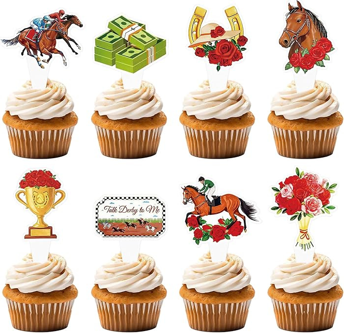 32Pcs Run For The Roses Cupcake Toppers Horse Racing & Roses Topper Picks Talk Derby To Me Food P... | Amazon (US)
