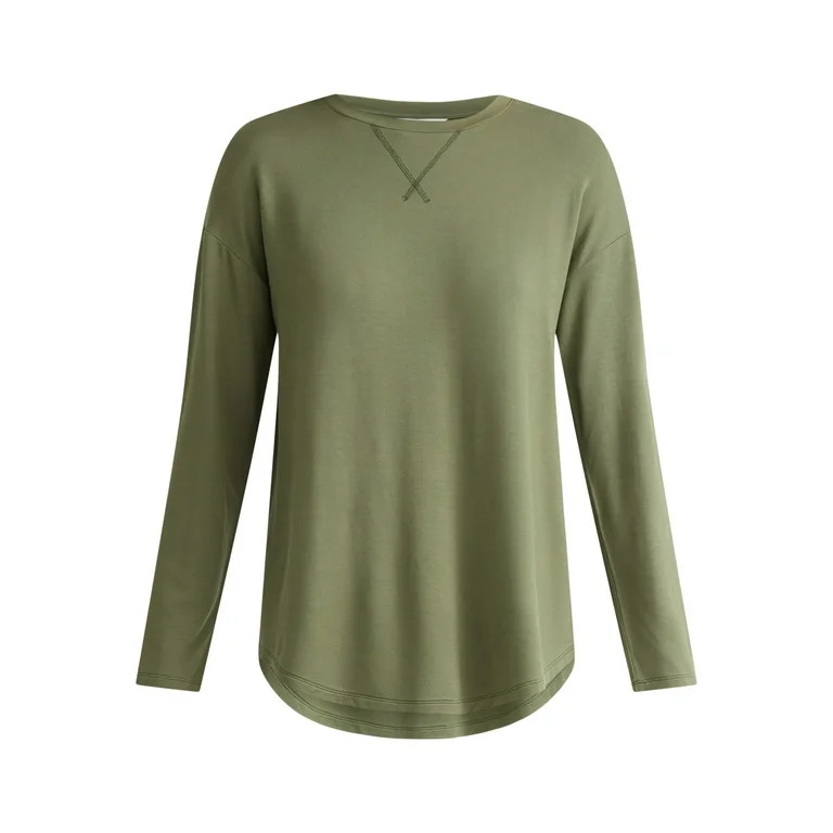 Time and Tru Women's Super Soft Tunic Top with Long Sleeves, Sizes S-XXXL | Walmart (US)