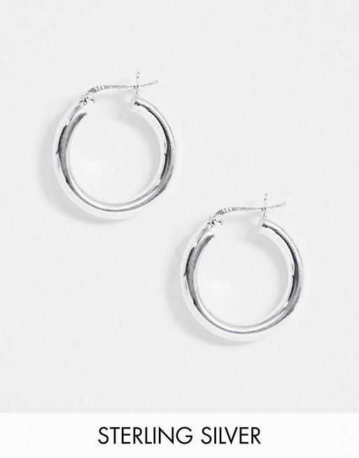 ASOS DESIGN sterling silver tube hoop earrings in 25mm | ASOS US