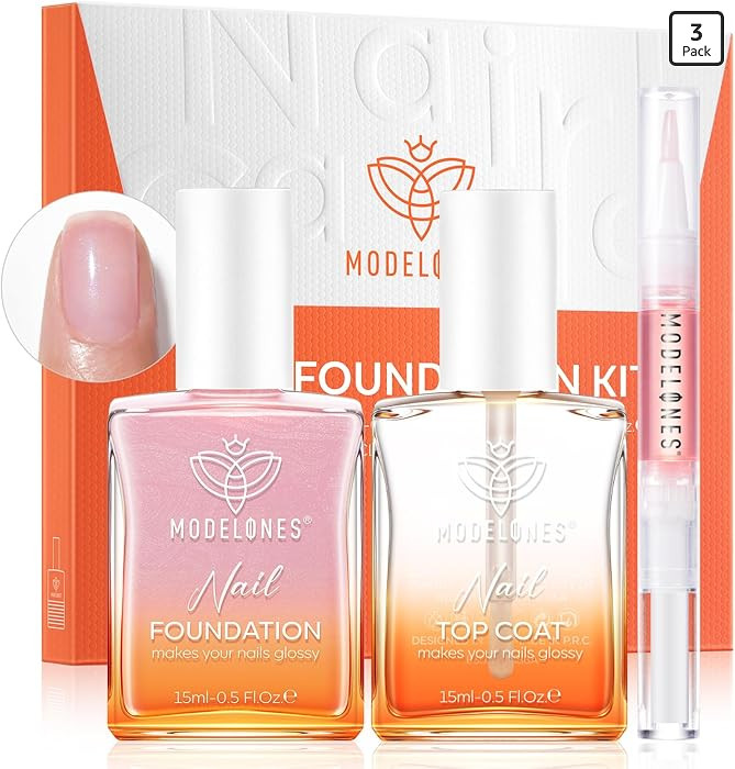 modelones Nail Strengthener Clear Gel Top Coat Nail Polish Cuticle Oil Pen Pink Nail Repair for D... | Amazon (US)