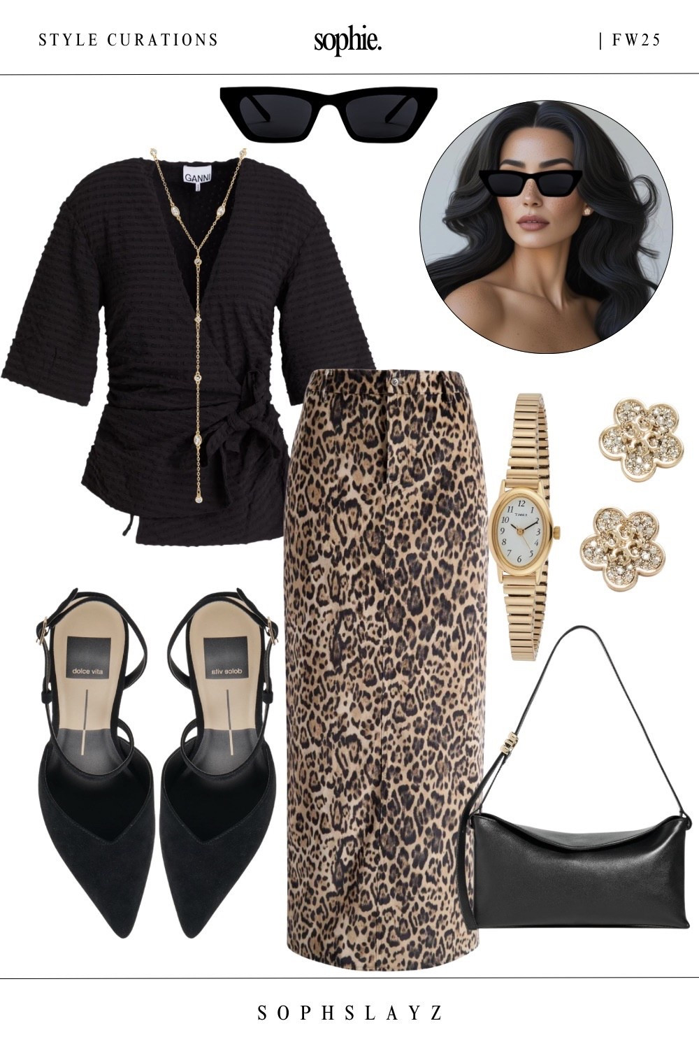 This look: black wrap blouse, leopard maxi skirt, lariat necklace, crystal flower stud earrings, 90s style shoulder bag, and suede strappy slingback pumps.
It’s giving power, polish, and a little purr.
Wear it for an art show, rooftop drinks, or dinner downtown.

🔎 dinner outfit, date night outfit, leopard skirt styling, black top outfit, fall going out look, evening outfit ideas, chic style outfitt

#LTKootd