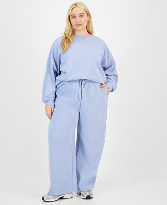 Planet Heart Trendy Plus Size Crochet-Trim Sweatpants - Macy's | Macy's
