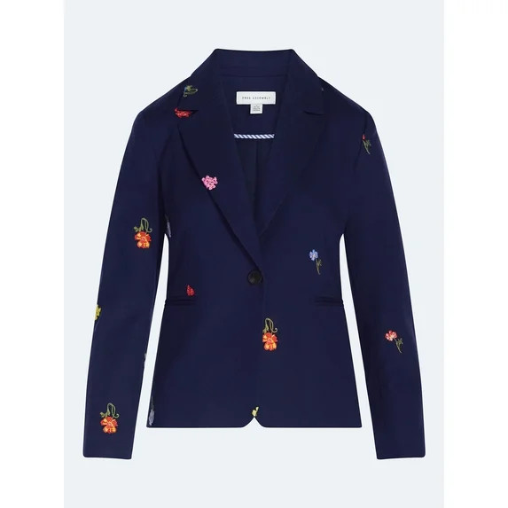 Free Assembly Women's Embroidered Single Breasted Blazer, Sizes XS-XXL | Walmart (US)