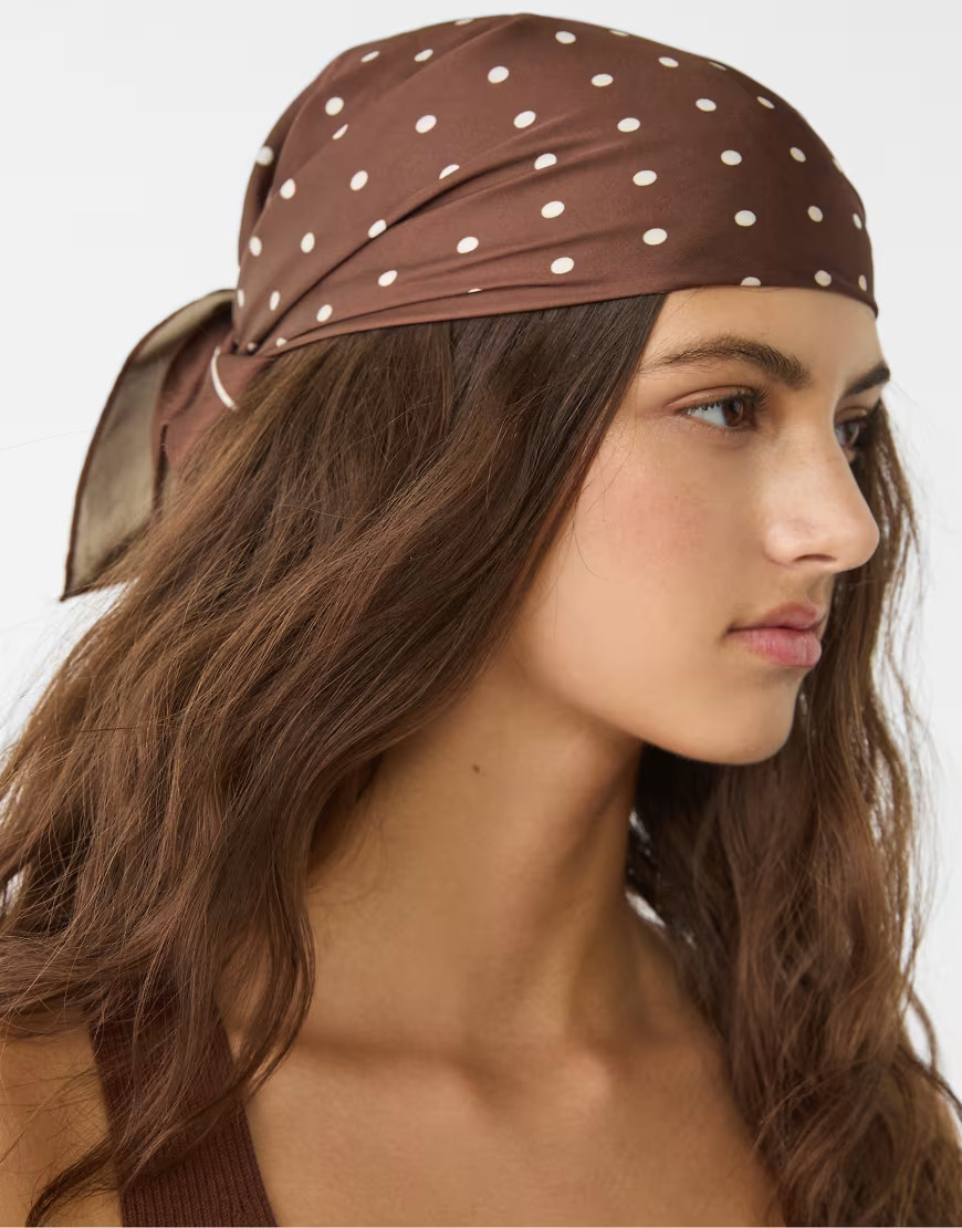 Stradivarius polka dot scarf in brown | ASOS (Global)