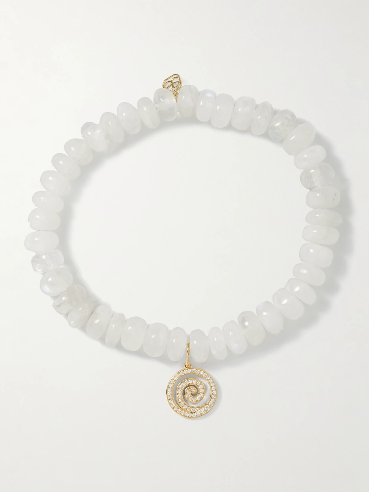 Sydney Evan - Small Spiral 14-karat Gold, Moonstone And Diamond Bracelet - White | NET-A-PORTER (US)