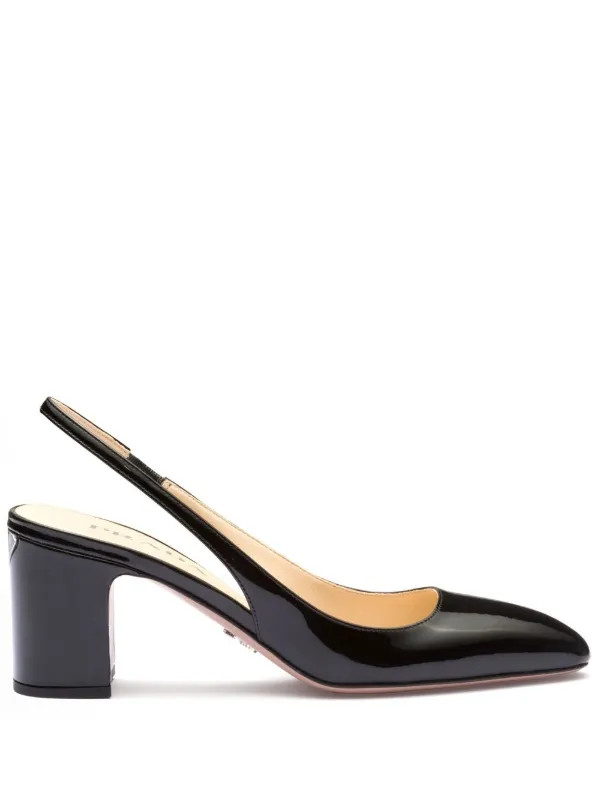 Prada Patent-leather Slingback Pumps - Farfetch | Farfetch Global