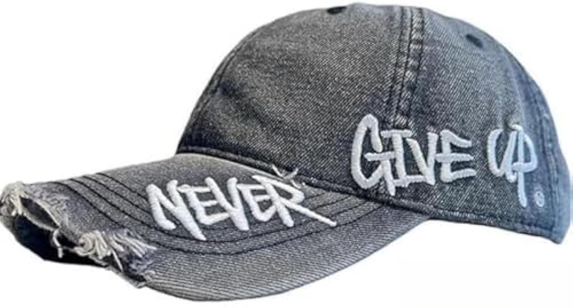 Never Give Up Distressed Cap, Adjustable Structured Dad Hat, Retro Material, Casual Outdoor Truck... | Amazon (US)