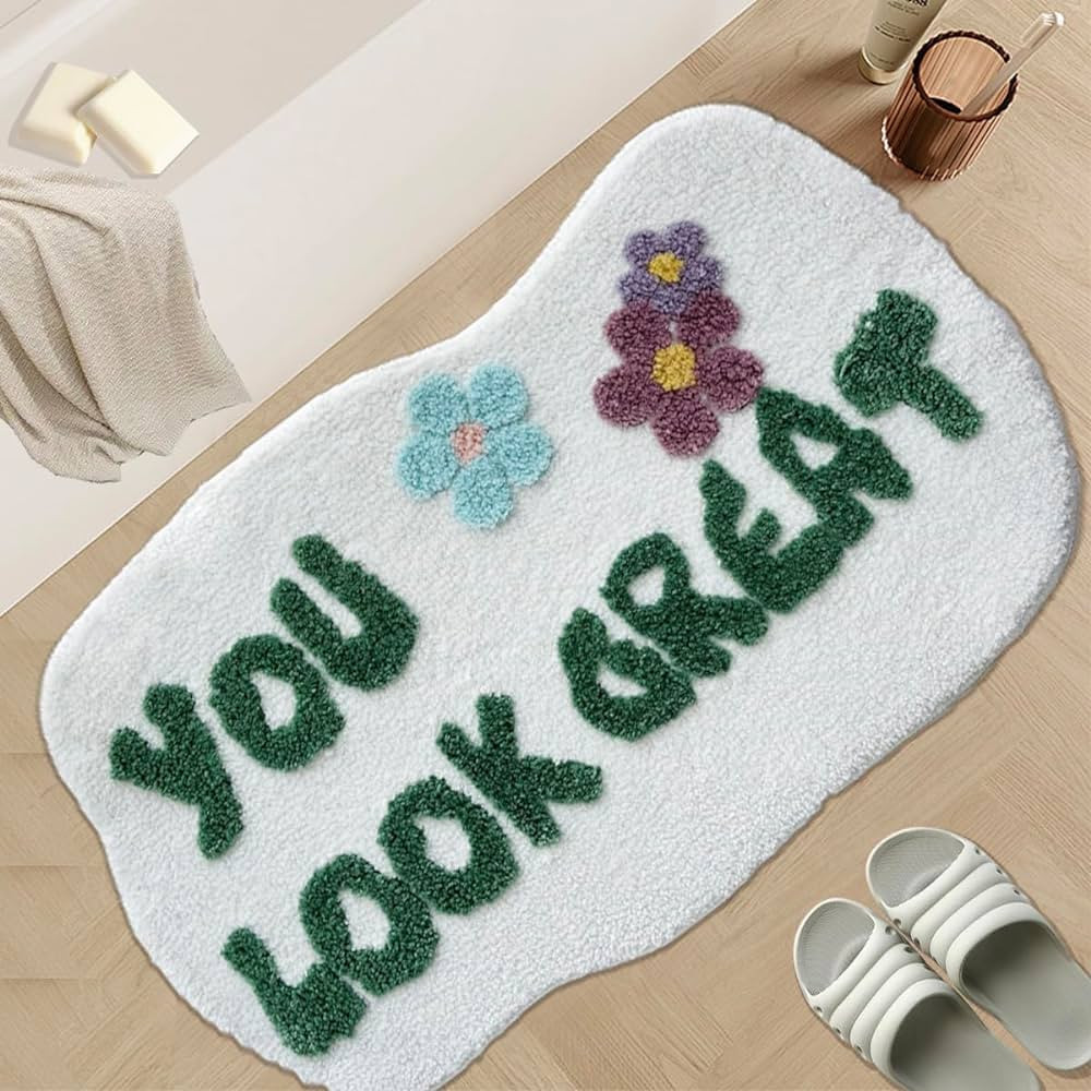 PTXZEQ You Look Good Bath Mat White Bathroom Rugs Cute Funny Bathroom Decor Door Mat Microfiber S... | Amazon (US)