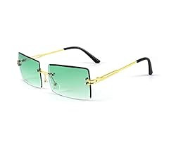 FEISEDY Vintage Rimless Sunglasses Rectangle Frameless Candy Color Glasses Women Men B2642 | Amazon (US)