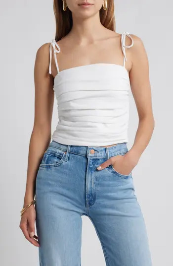 Tie Strap Linen Blend Tank | Nordstrom