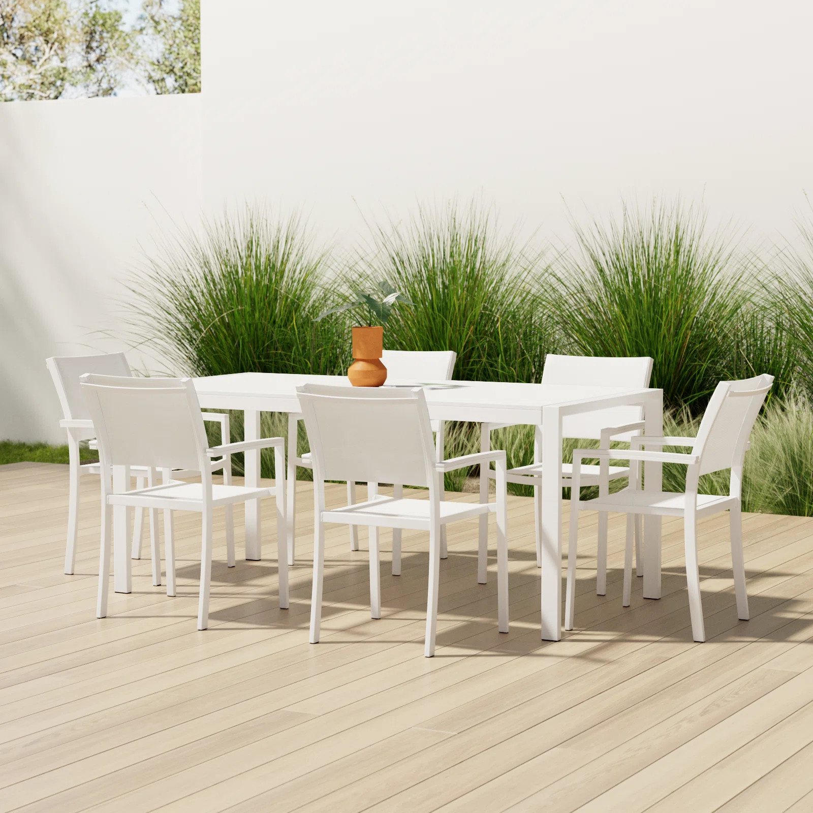 Aynura 6 - Person Metal Patio Dining Set with Rectangular Table | Wayfair North America