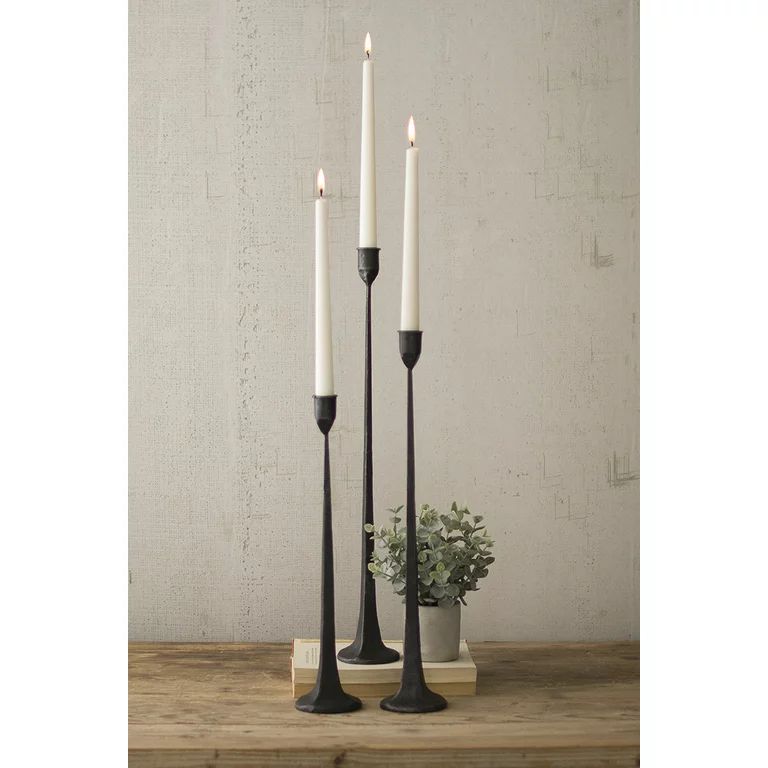 Set Of Three Tall Cast Iron Taper Candle Holders | Walmart (US)