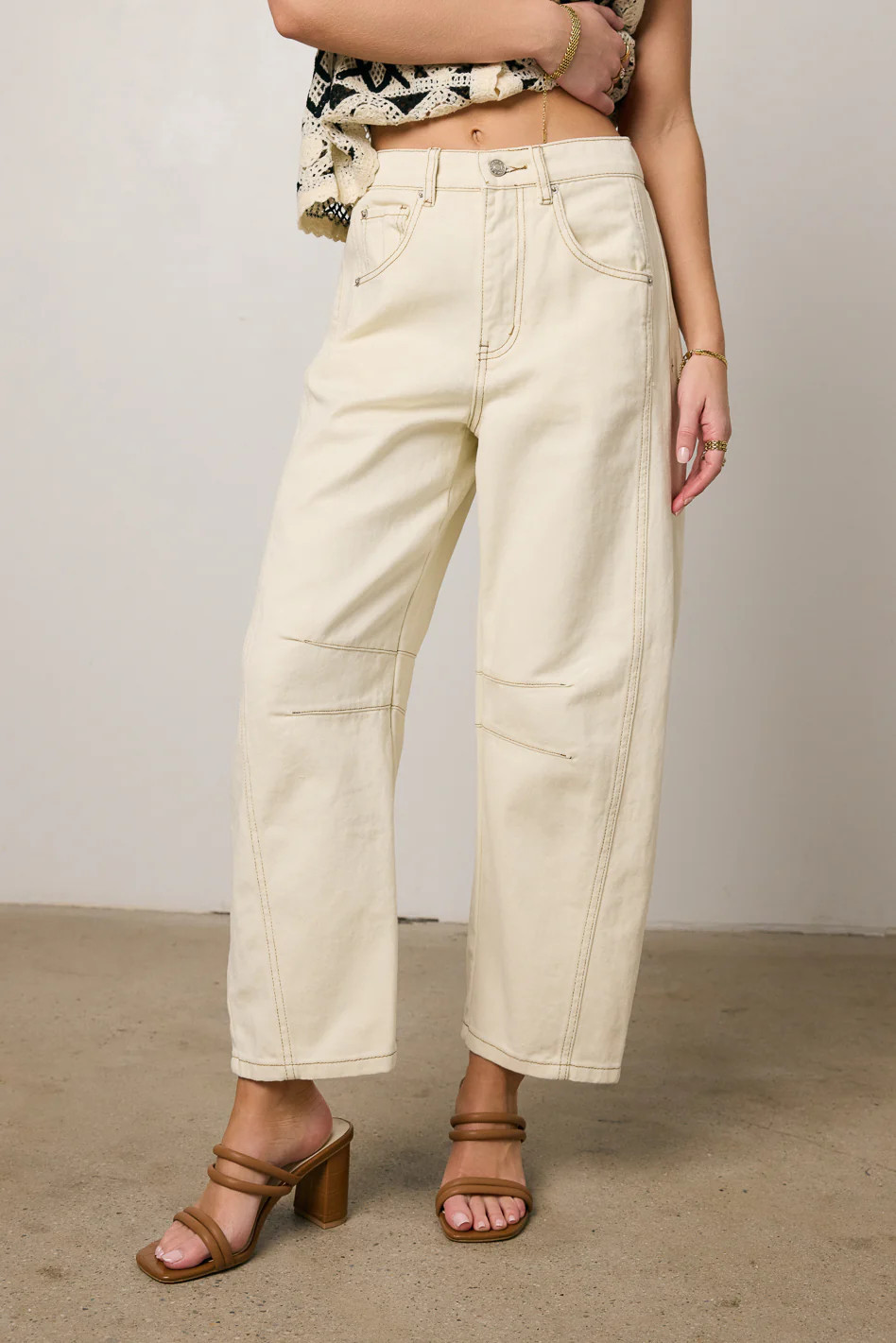 Lisette Barrel Jeans in Cream - FINAL SALE - M / Cream | Böhme US