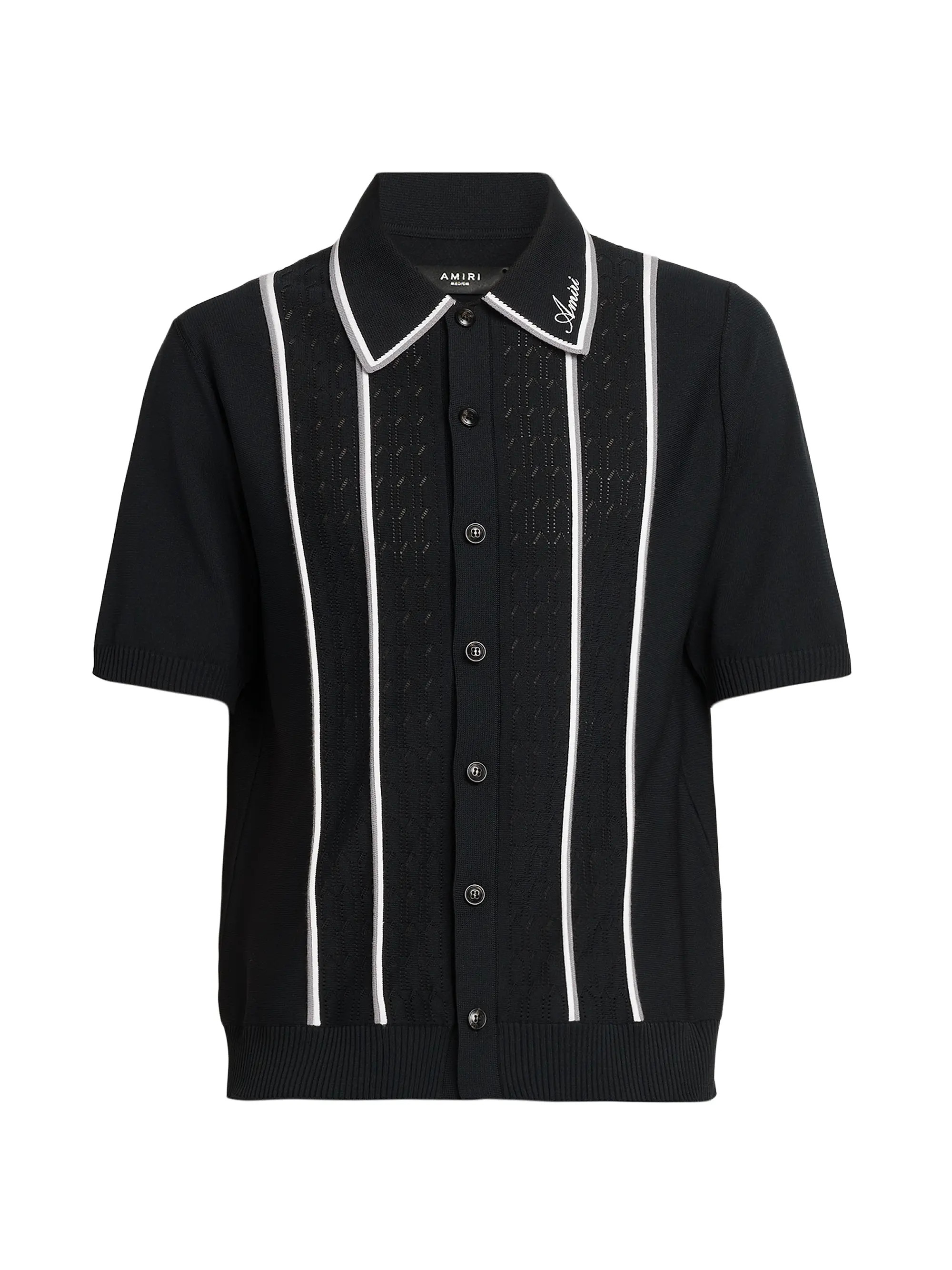 Logo-Detailed Striped Pointelle-Knit Shirt | Saks Fifth Avenue